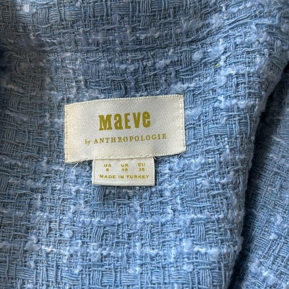 Anthropologie Maeve Sleeveless Tweed Blazer Mini Dress Light Blue Sz 6 NEW - Picture 10 of 14